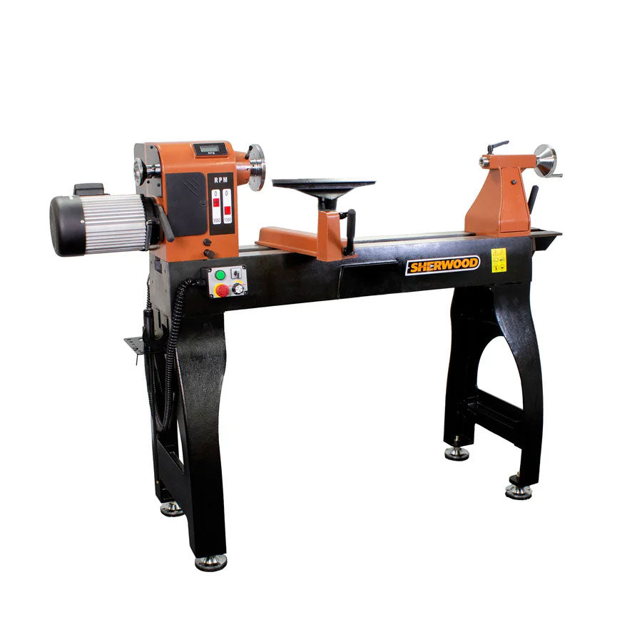 Sherwood Maxi Wood Lathe 510mm Swing showcasing its impressive capacity and precision machining