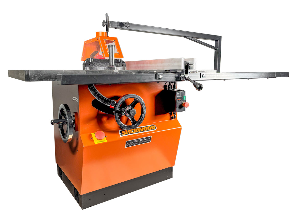 Sherwood SWMS-406 16in Heavy-Duty Cabinet Table Saw in action on challenging timber