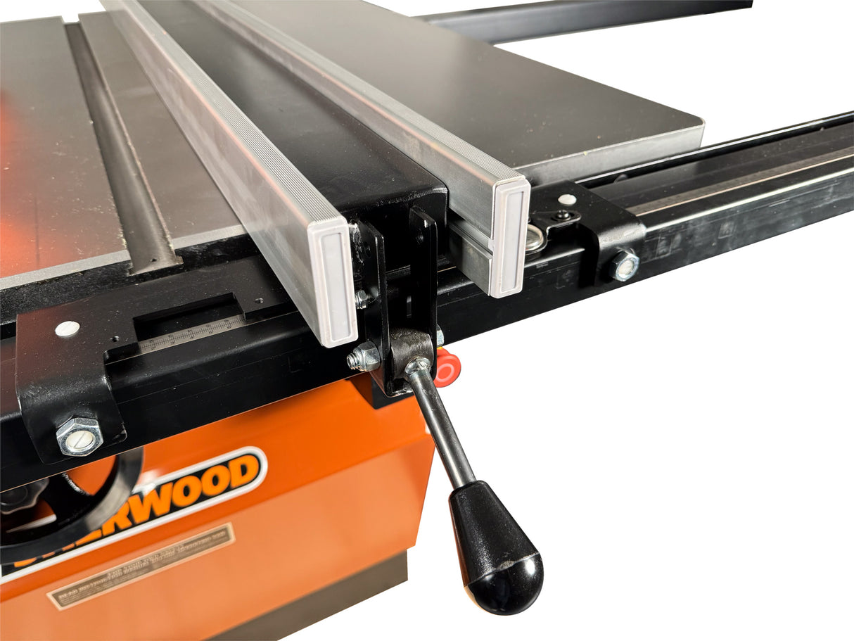 Sherwood 16in Heavy-Duty Cabinet Table Saw in action, cutting through challenging timbers