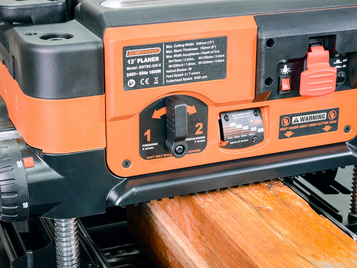 Sherwood 13in Benchtop Pro Thicknesser with Straight Cutterhead 1800W