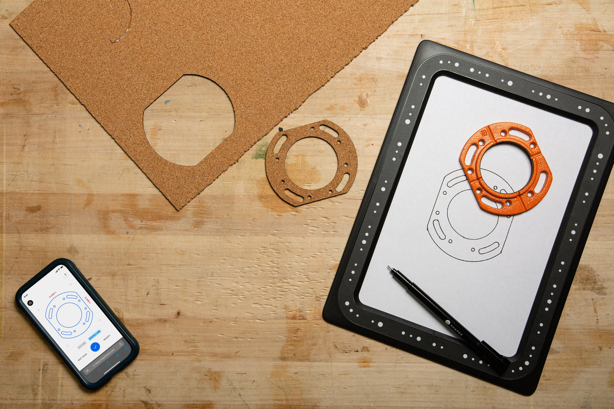 Shaper Tools Trace Frame & Case capturing hand-drawn design with Trace app