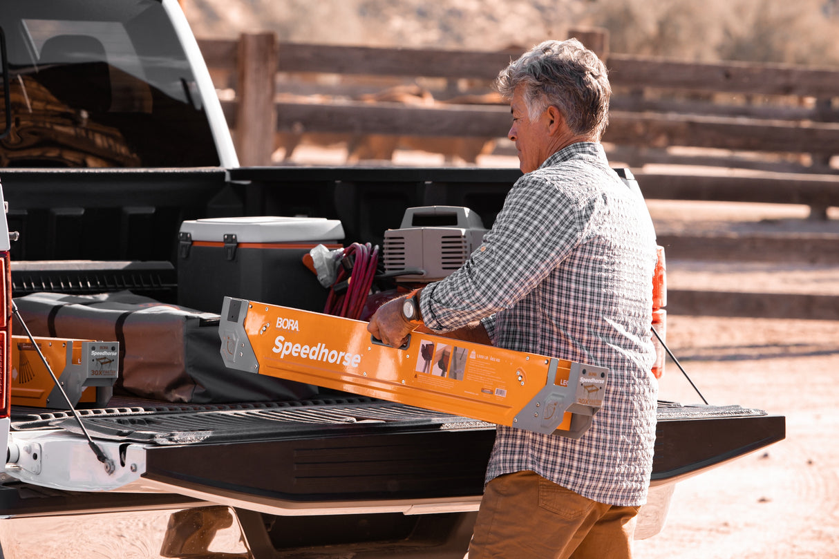 BORA Speedhorse Saw Horse pair in action at a job site