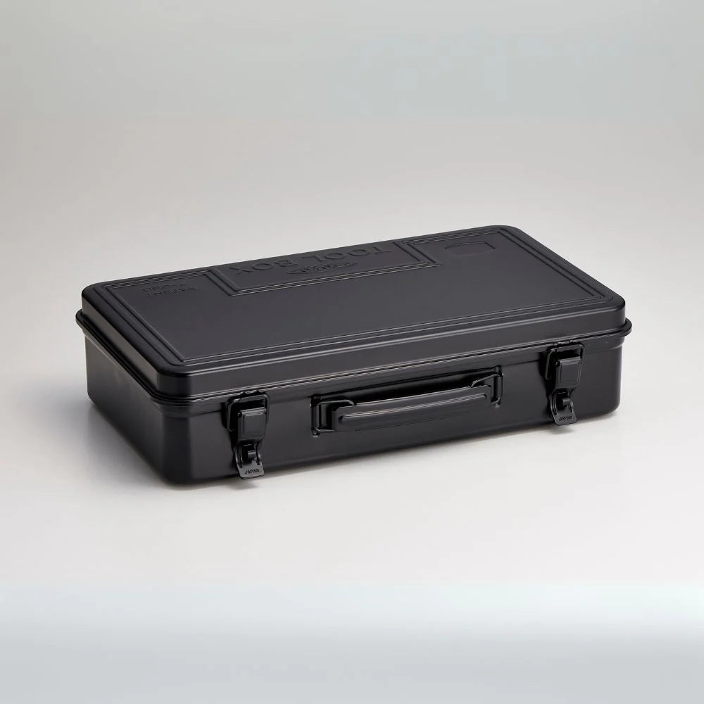 Toyo Trunk Shape Toolbox 36cm in black colour, showcasing the sleek design and sturdy handle