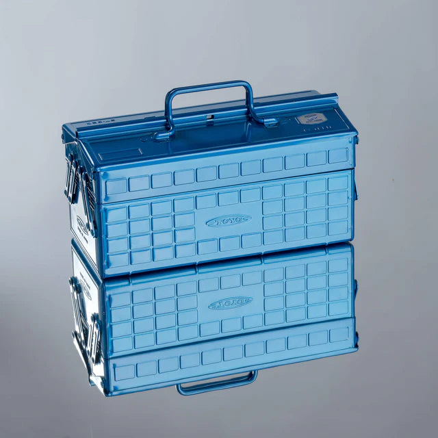 Toyo Steel 35cm Cantilever Toolbox with Short Handle Blue