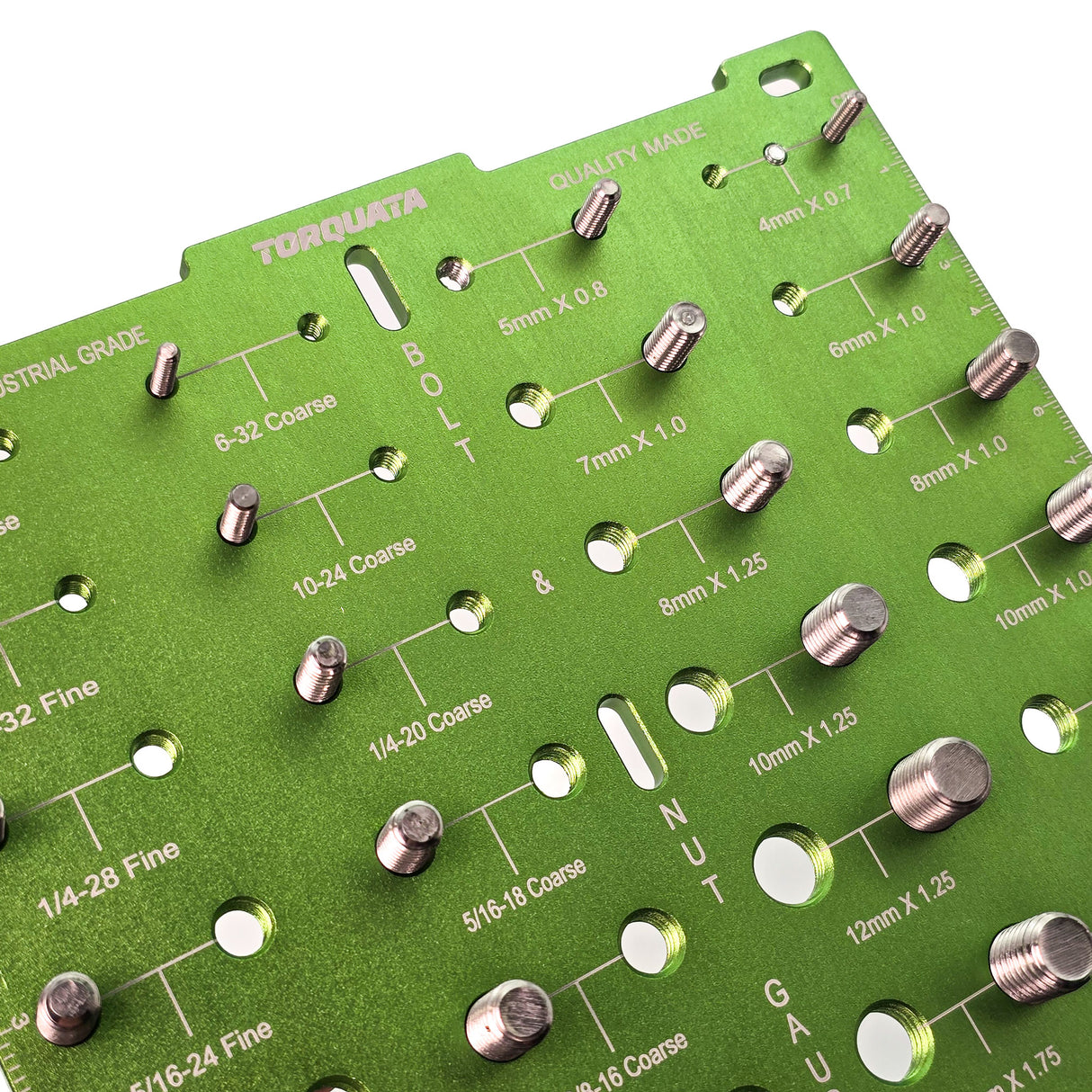 Torquata Nut & Bolt Thread Size Checker for 28 Metric/Imperial Threads in Australian woodworking workshop