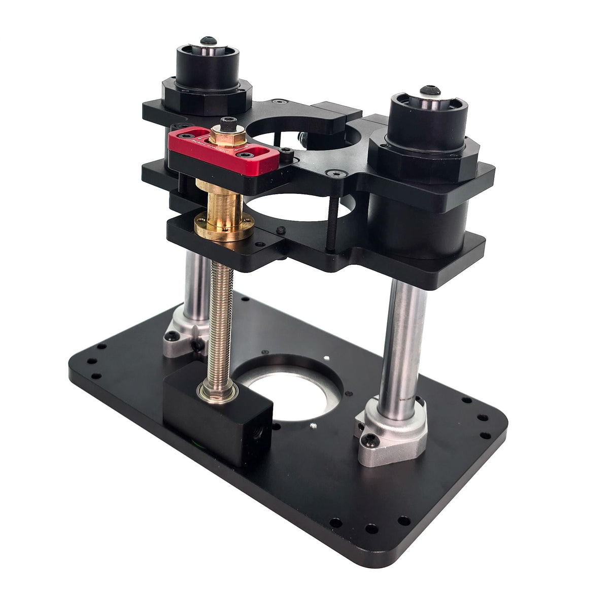 Compact Torquata Trim Router Lift & Mounting Plate for 65mm routers, ideal for precision woodwork in small workshops