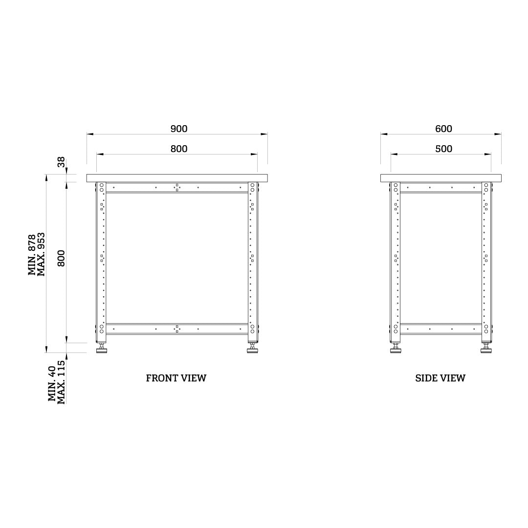 Torquata Workbench System 900 x 600 Workbench Kit with Dog Hole Top