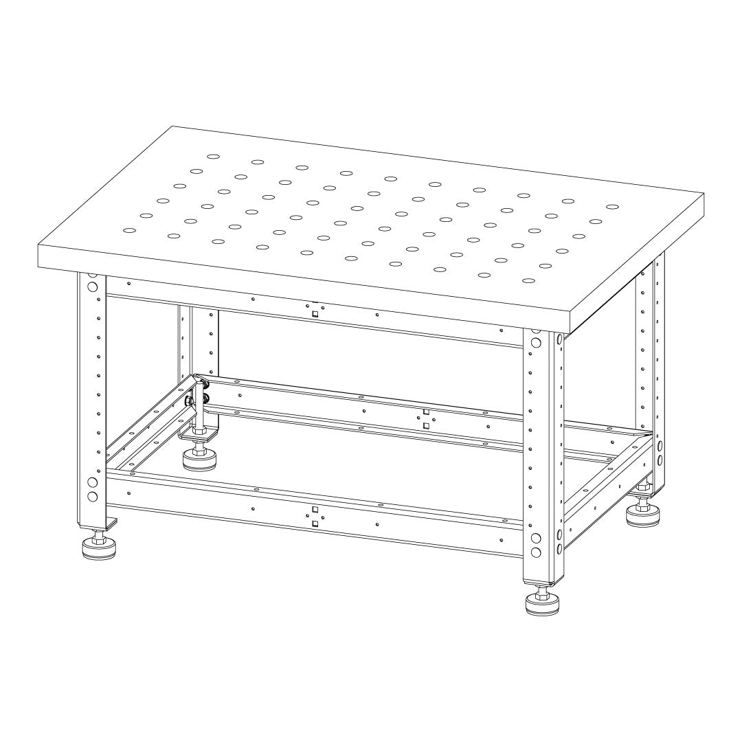 Torquata Workbench System 900 x 600 x 450 H Dog Hole Top Assembly & Machine Stand