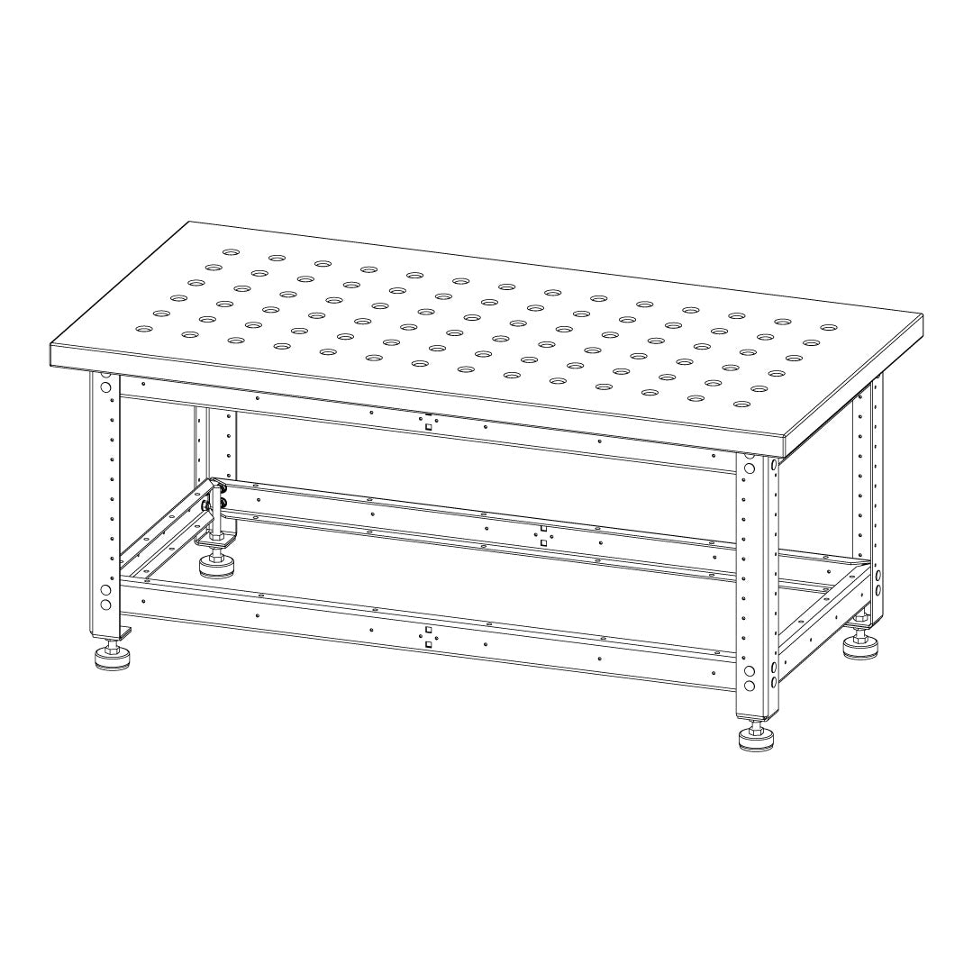 Torquata Workbench System 1200 x 600 x 450 H Dog Hole Top Assembly & Machine Stand