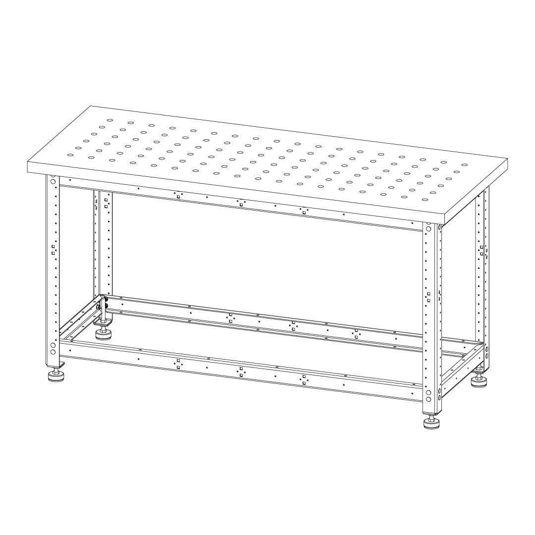 Torquata Workbench System 1500 x 600 x 450 H Dog Hole Top Assembly & Machine Stand