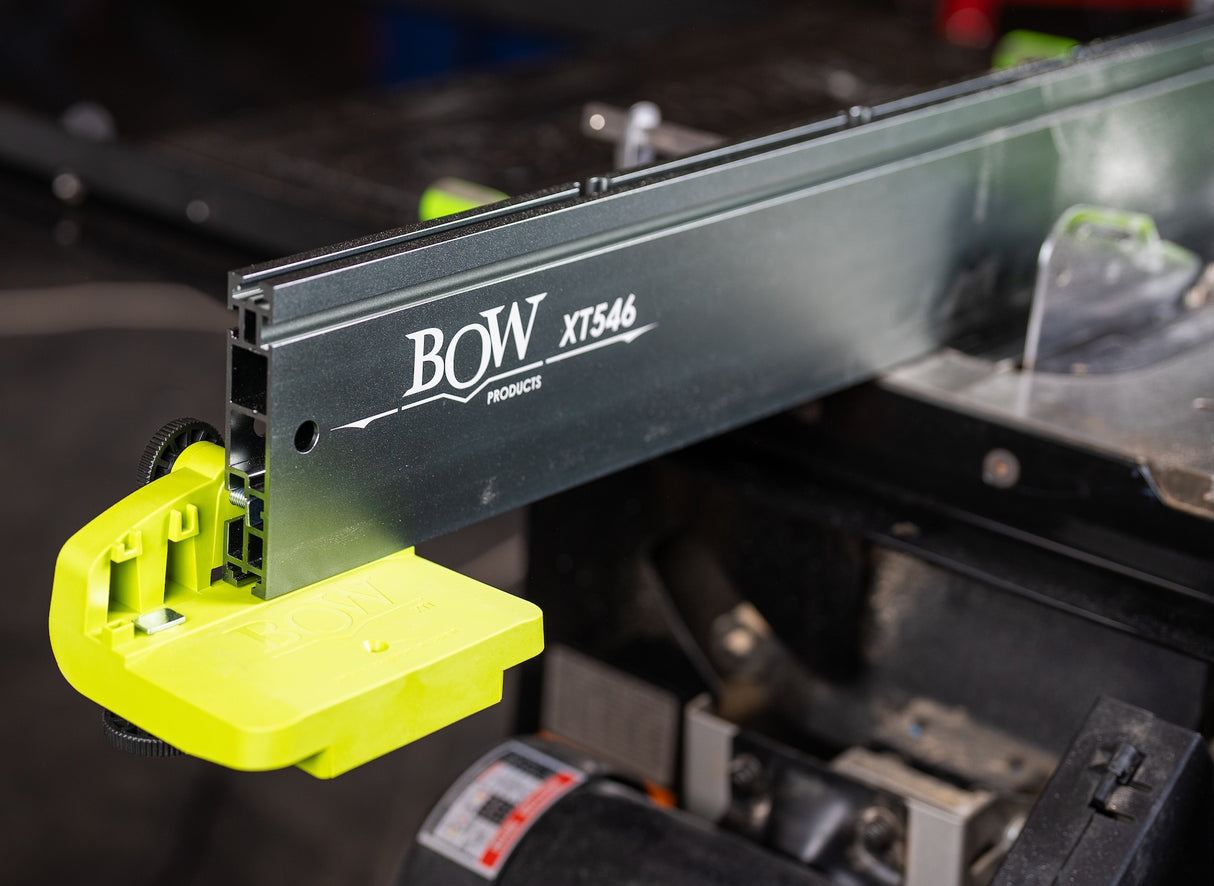 BOW Products XT XTENDER Fence Feed Supports, angle view, set of 2, provides stability for sawing surfaces