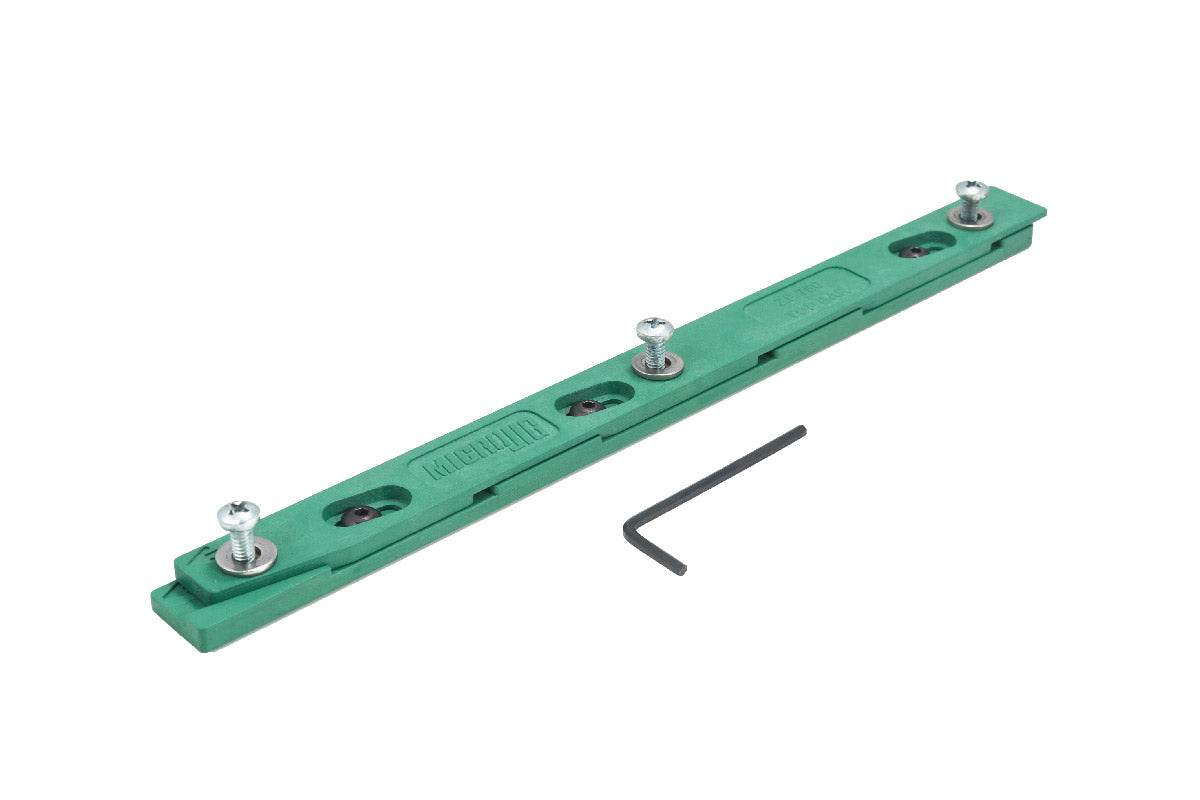 MicroJig ZeroPlay Mitre Bar 238mm in use on a sled, offering precise adjustments for accurate woodworking
