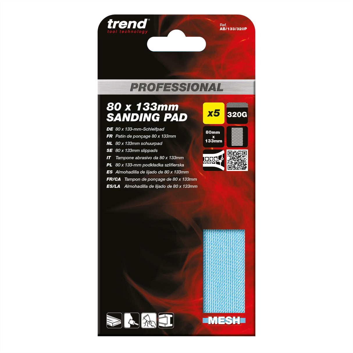 Trend Pro Mesh Sanding Pads 80 x 133mm Pack of 5