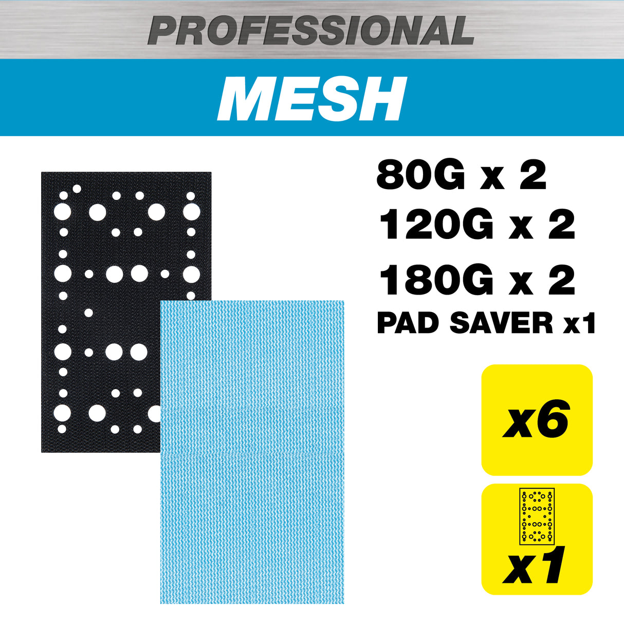 Trend Pro Mesh Sanding Pads with Pad Saver 80 x 133mm 80G/120G/180G Pack of 7