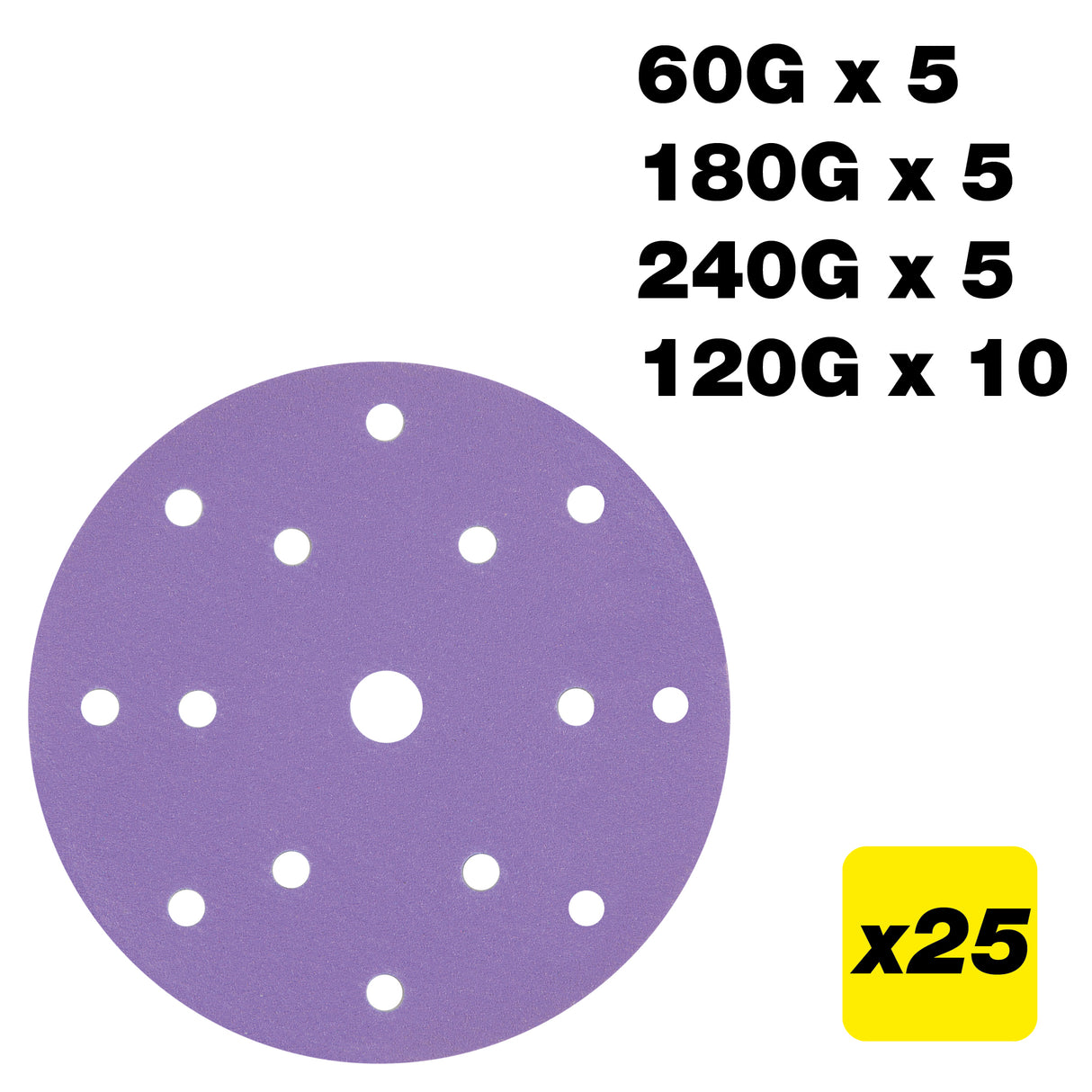 Trend Random Orbital Sanding Disc 150mm 60G/120G/180G/240G Pack of 25