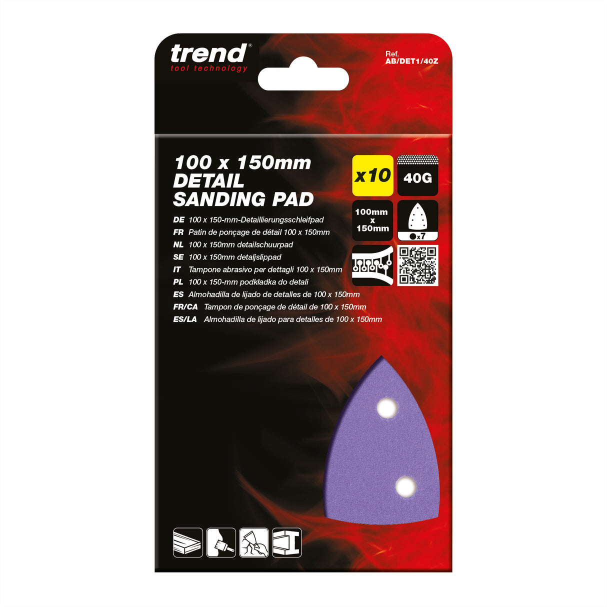 Trend 7-Hole Detail Sanding Pads 100 x 150mm Pack of 10