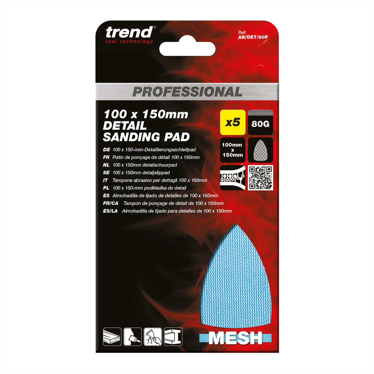 Trend Pro Mesh Detail Sanding Pads 100 x 150mm Pack of 5