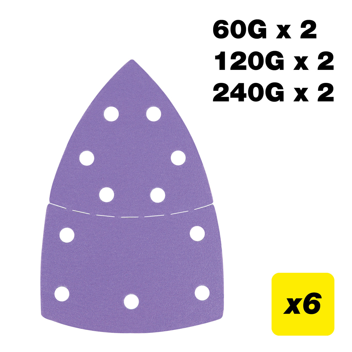 Trend 11-Hole Detail Sanding Pads 100 x 150mm 60G/120G/240G Pack of 6