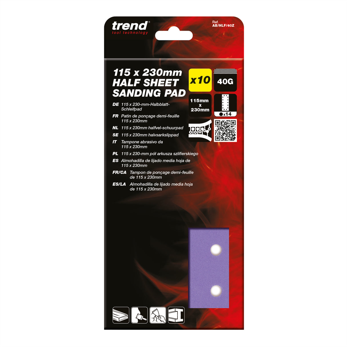 Trend Half Sheet Sanding Pads 115 x 230mm Pack of 10