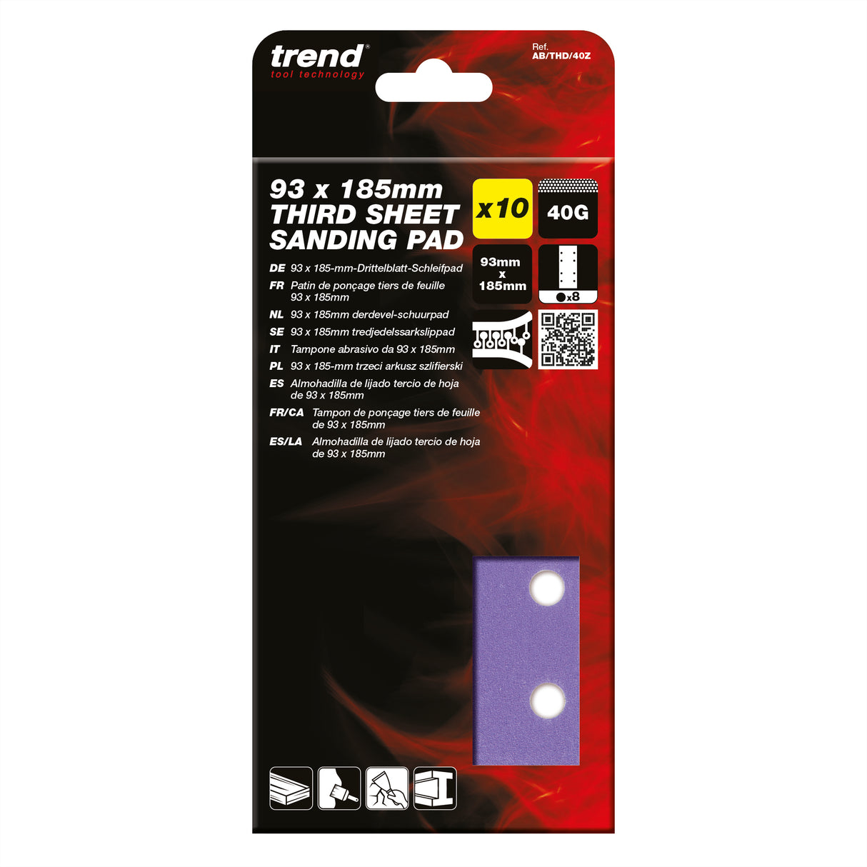 Trend Third Sheet Sanding Pads 93 x 185mm Pack of 10