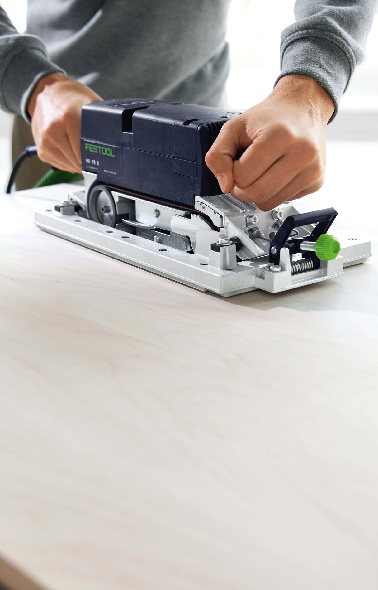 Festool BS 75mm Belt Sander in Systainer with Sanding Frame Set, precision sanding on wood surface