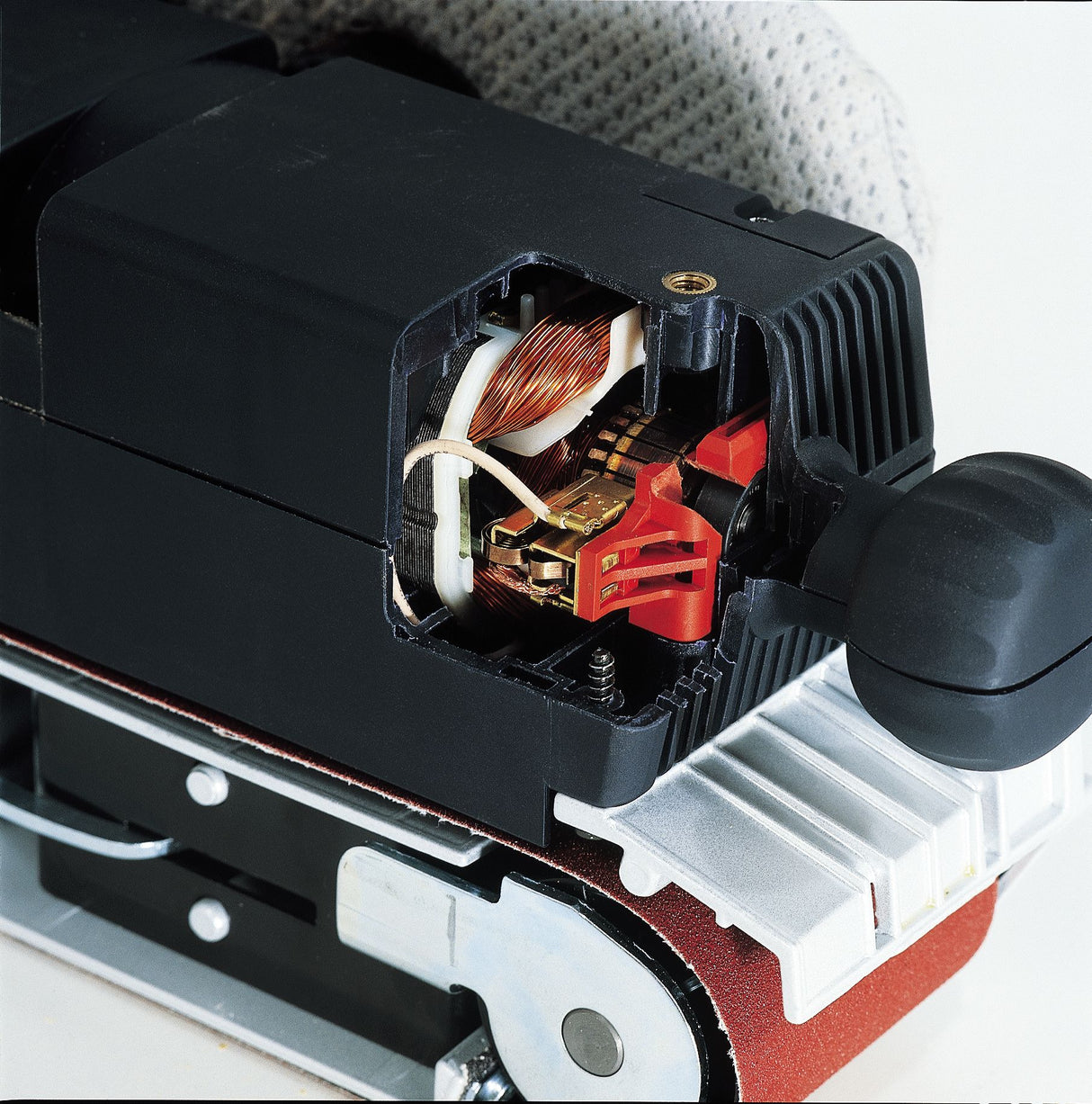 Festool BS 75mm Belt Sander in Systainer with Sanding Frame Set, showcasing precise sanding action with 75mm width