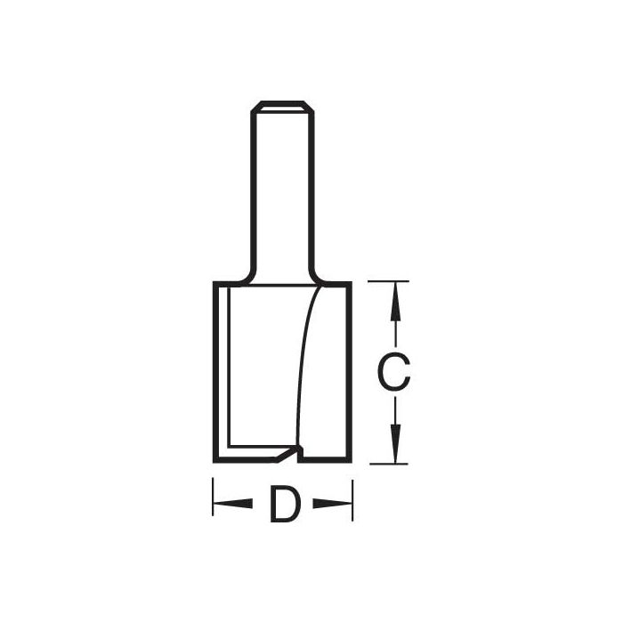 Trend Craft Pro Straight Router Bit 2-Flute 12mm Diameter 1/4in Shank