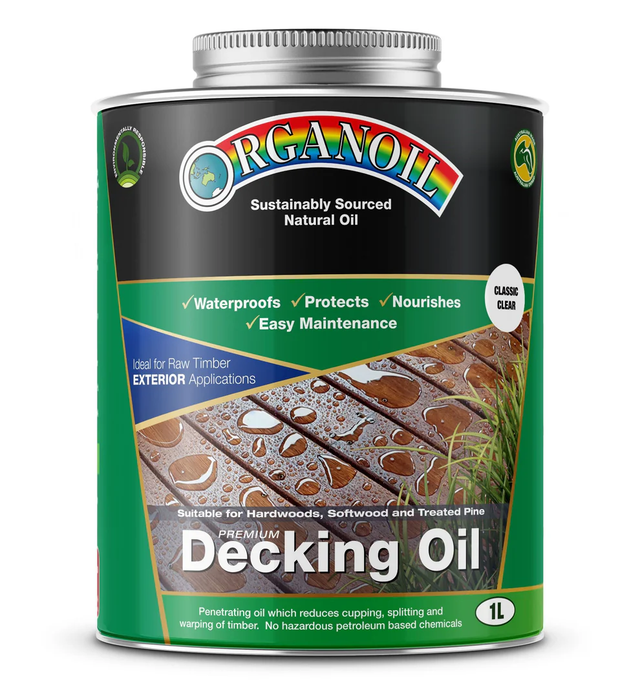 Organoil Standard Decking Oil Classic Clear 1L - Pure natural exterior finish with anti-mould protection