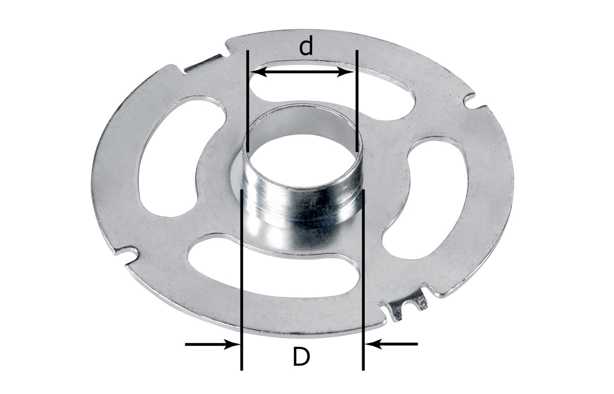 Festool OF 2200 Router Accessory Systainer Set with Copying Ring, Guide Rail Adapters, and Base Runners neatly stored