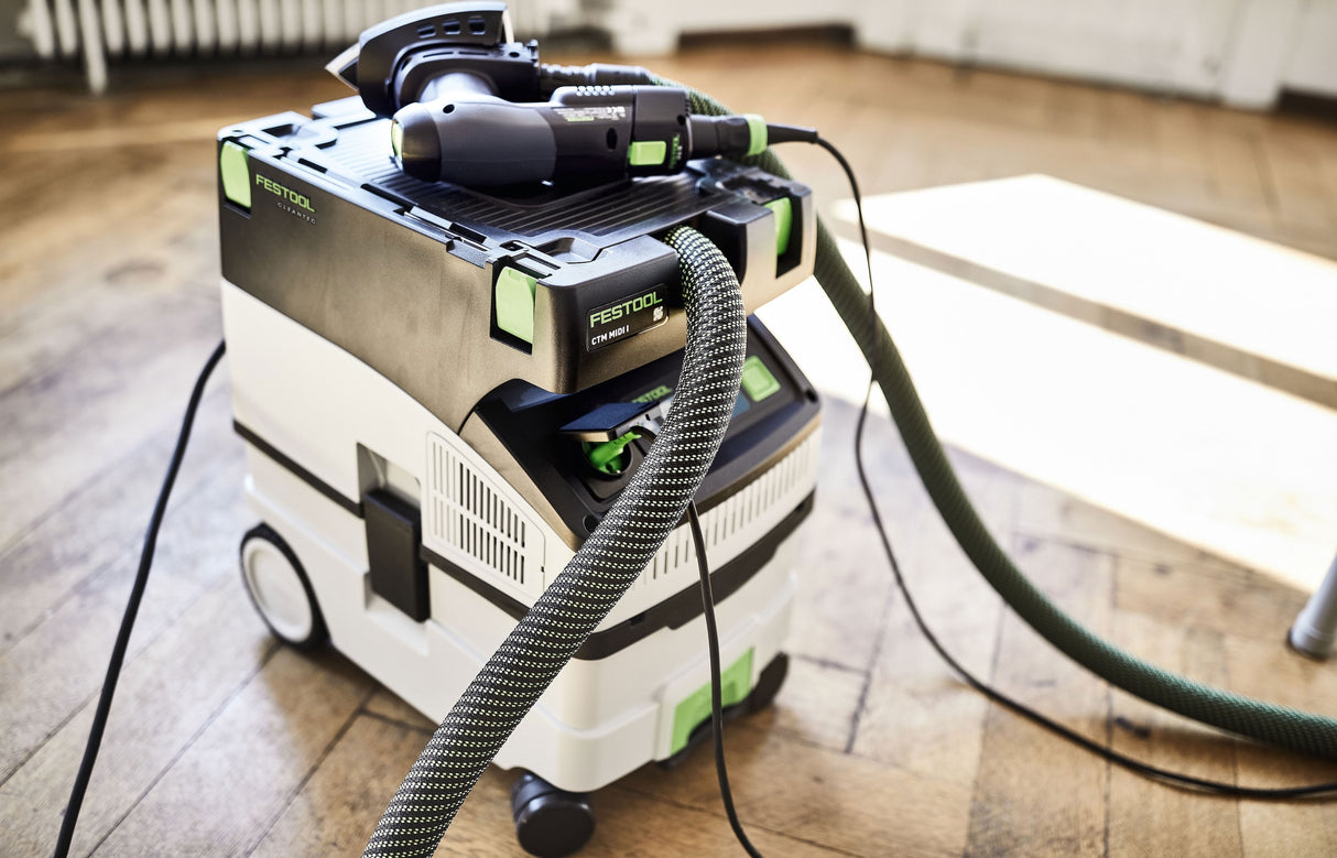 Festool CTM MIDI-I 15L M Class Dust Extractor in use with efficient dust extraction performance