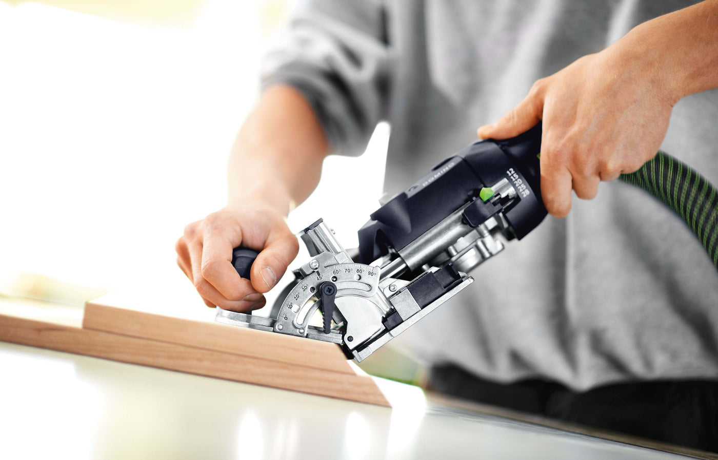 Festool DF 500 DOMINO Joining Machine in Limited Edition Systainer showcasing oval shape for increased stability