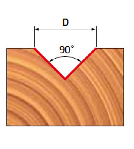 Freud 90 Degree V Groove Router Bit for signmaking and decorative detail, 12.7mm diameter, 1/4in shank
