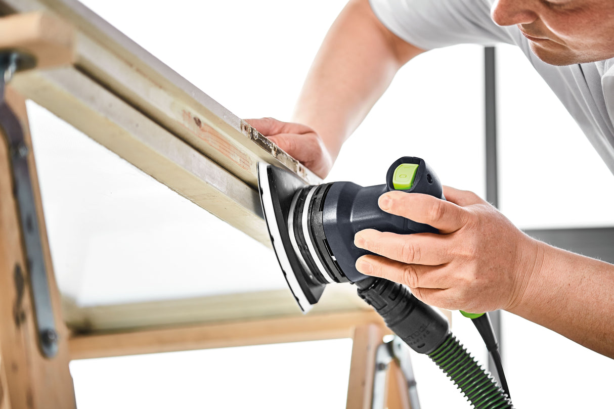 Festool DTS 400 REQ Orbital Iron Head Sander in Systainer in use overhead
