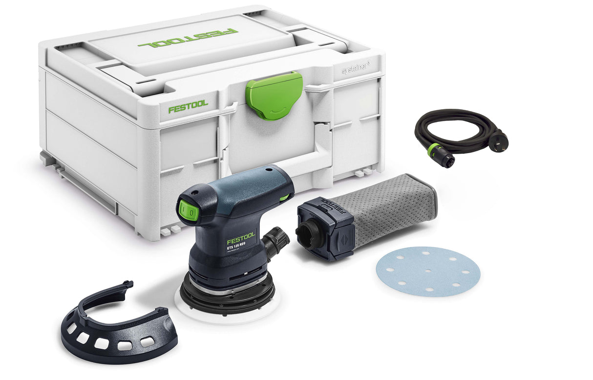Festool ETS 125mm Random Orbital Sander in Systainer, compact design for precise sanding tasks