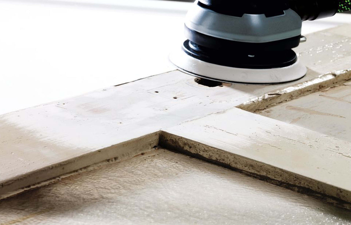 Festool ETS 150mm Random Orbital Sander in Systainer - High-quality sanding application angle