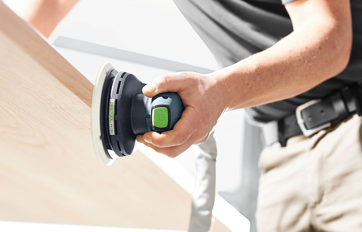 Festool ETS 150/5 Eccentric Sander in use for intermediate sanding on large surface