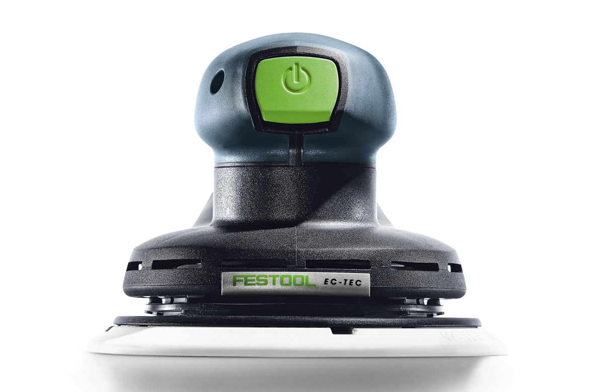 Festool ETS 150mm Random Orbital 5mm Sander in Systainer, showcasing fine sanding detail on wood surface