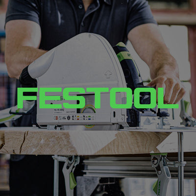 Person using a Festool circular saw with the brand name overlaid.