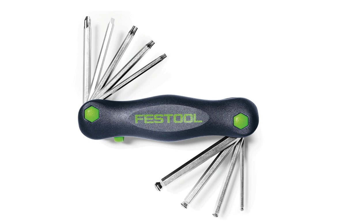 Australian woodworking tools store - Festool Multi Toolie hexagon spherical head tool with 9 wrenches and ergonomic housing