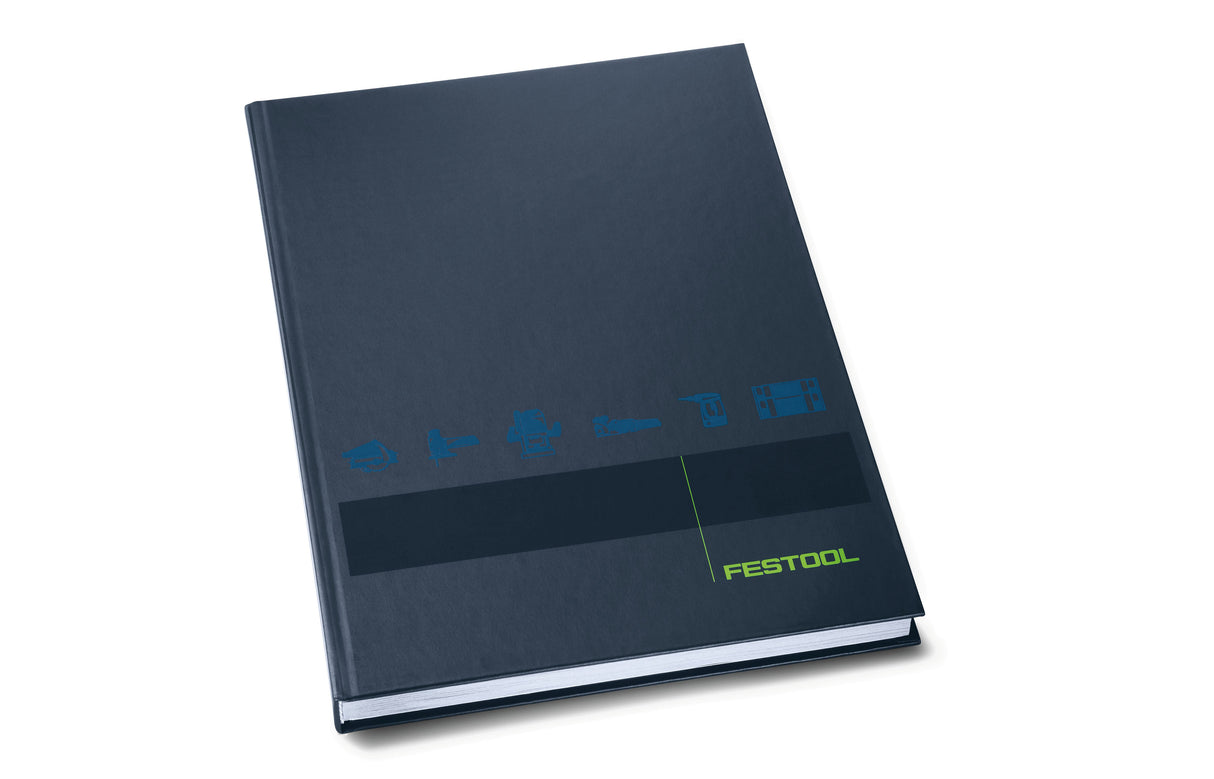 Hardcover Festool notebook with 200 chequered pages, ideal for woodworking enthusiasts