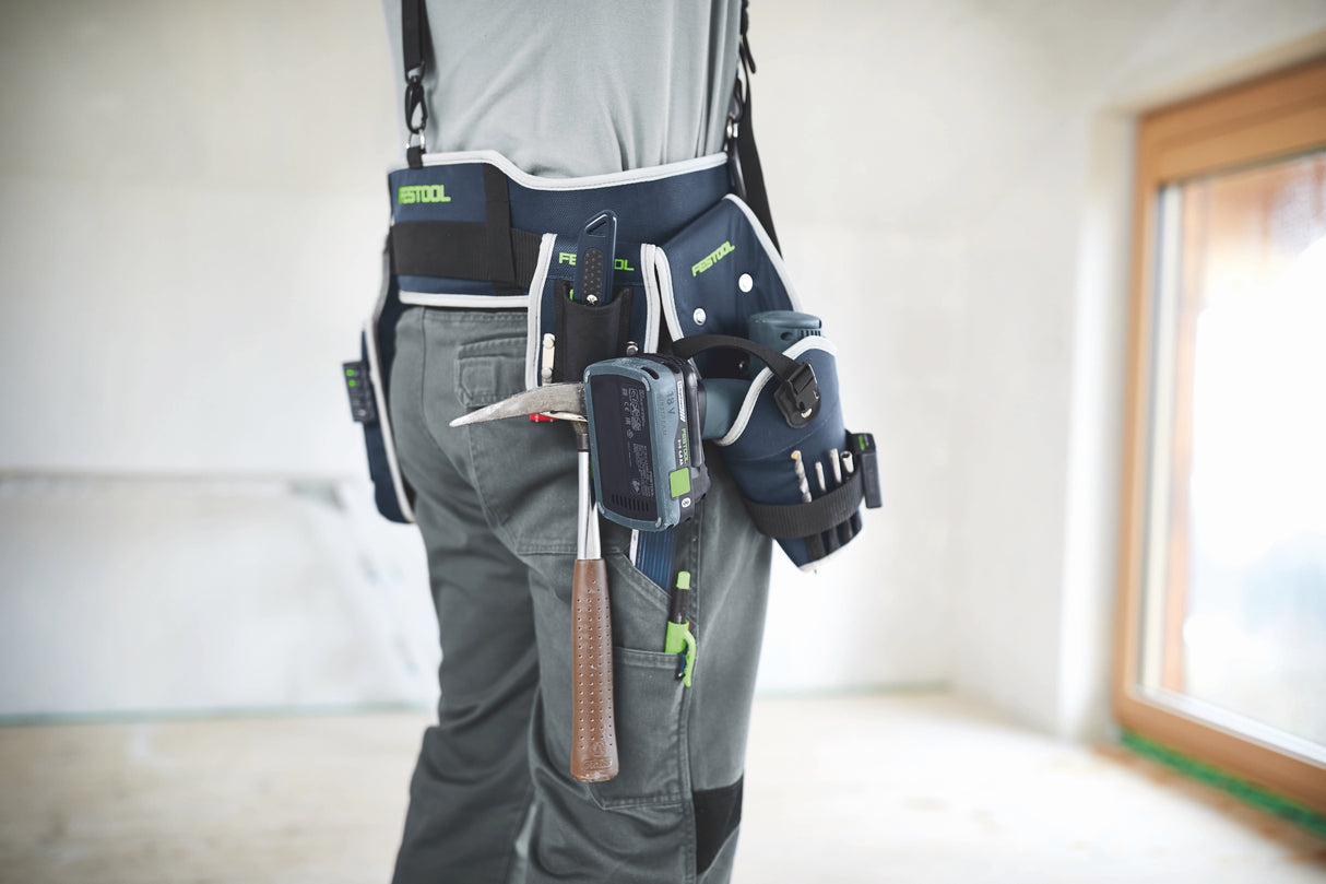Australian woodworking tools store - Festool heavy-duty tool belt image 2: Adjustable belt and shoulder strap, multiple pockets, hammer and screwdriver holder