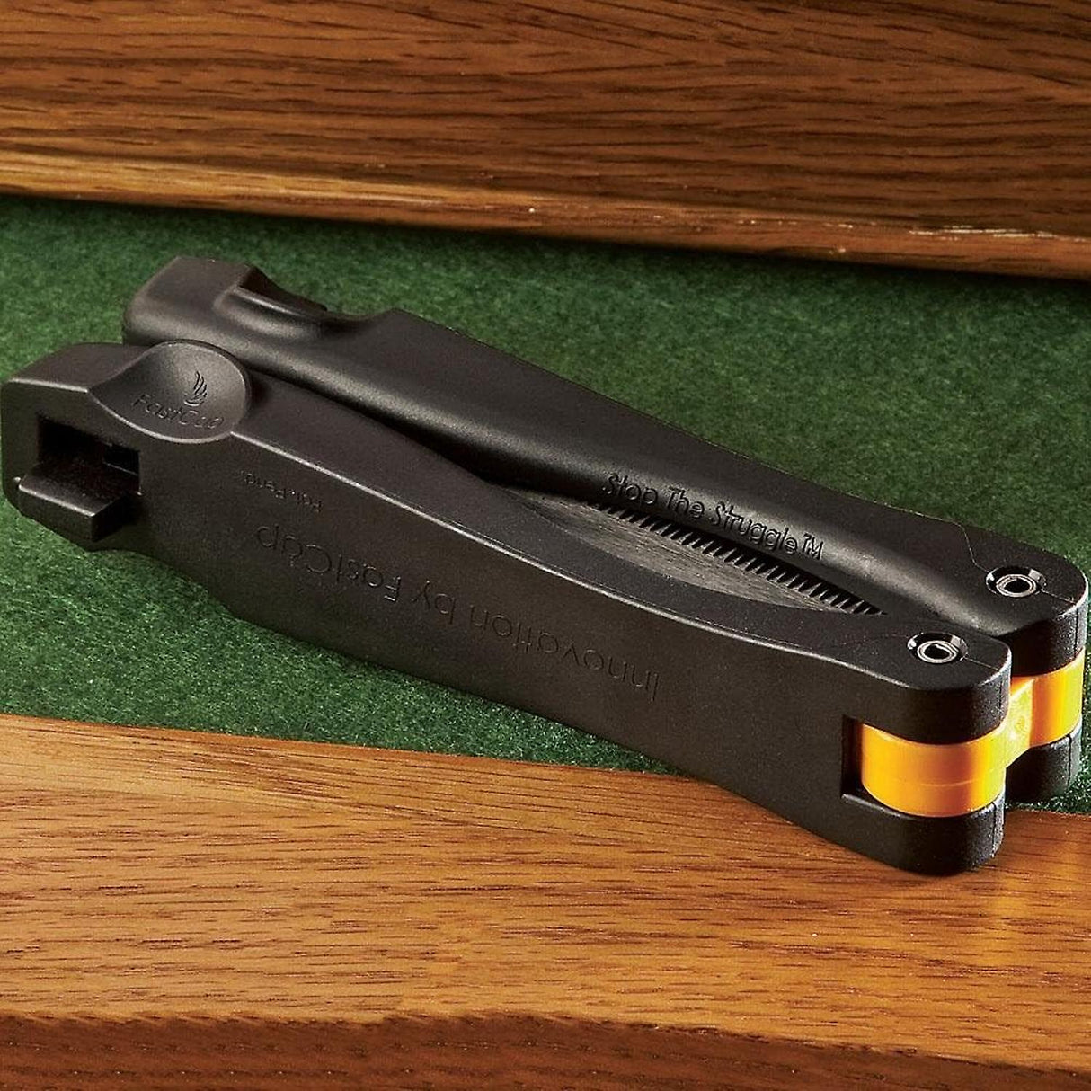 FastCap Pocket Flush Cut Pull Saw Foldable in use, showing folding handles and locking mechanism