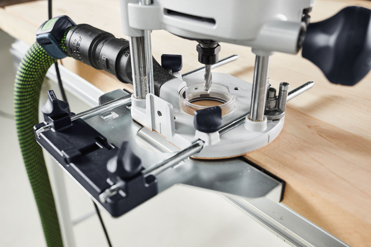 Festool OF 1010R 55mm Plunge Router with Light in Systainer, featuring LED light ring for precision woodworking