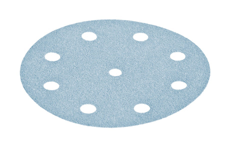 Festool Granat Abrasive Disc 125mm 9 Hole Pack of 10 in use on woodworking surface