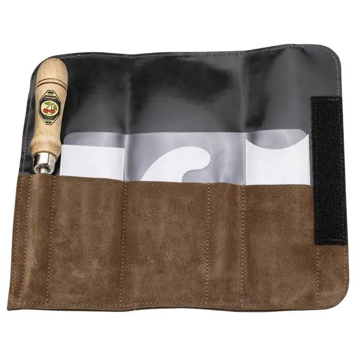 Kirschen Two Cherries Cabinet Scraper Set in Leather Wallet with Burnisher