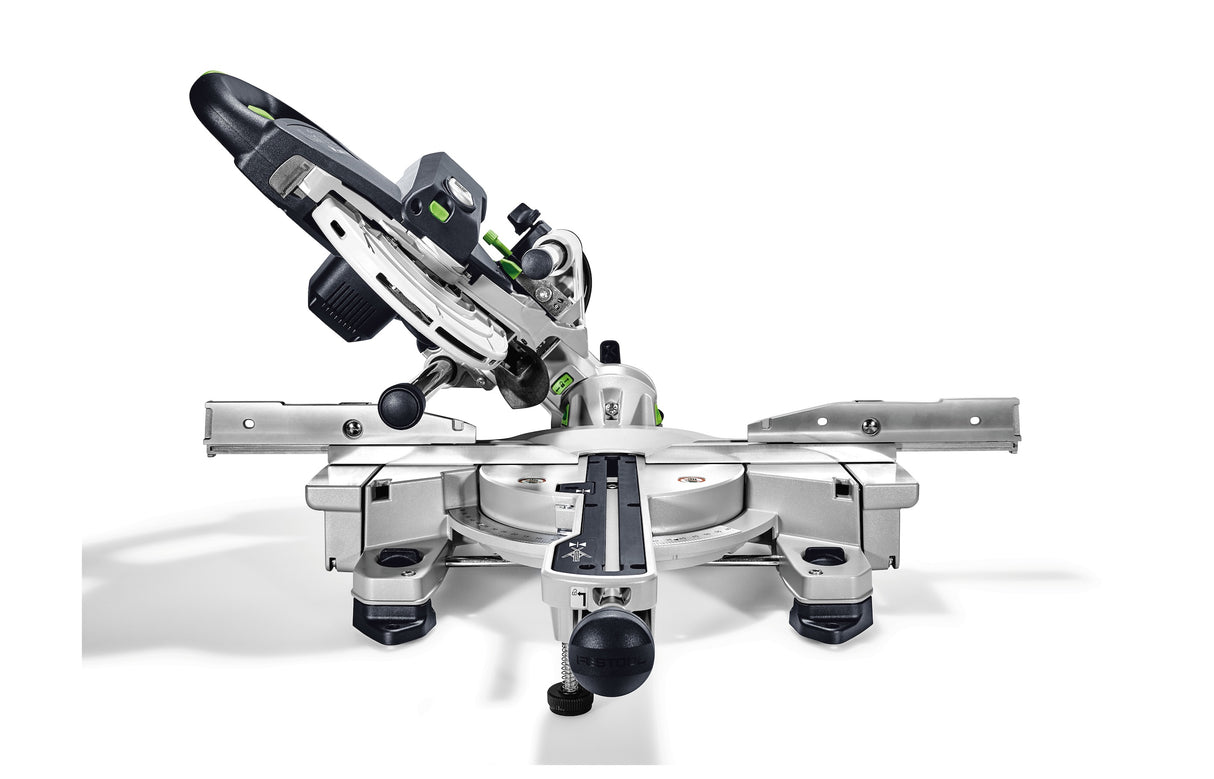 Festool KS 60 KAPEX Set 216mm Slide Compound Mitre Saw in action with LED spotlight