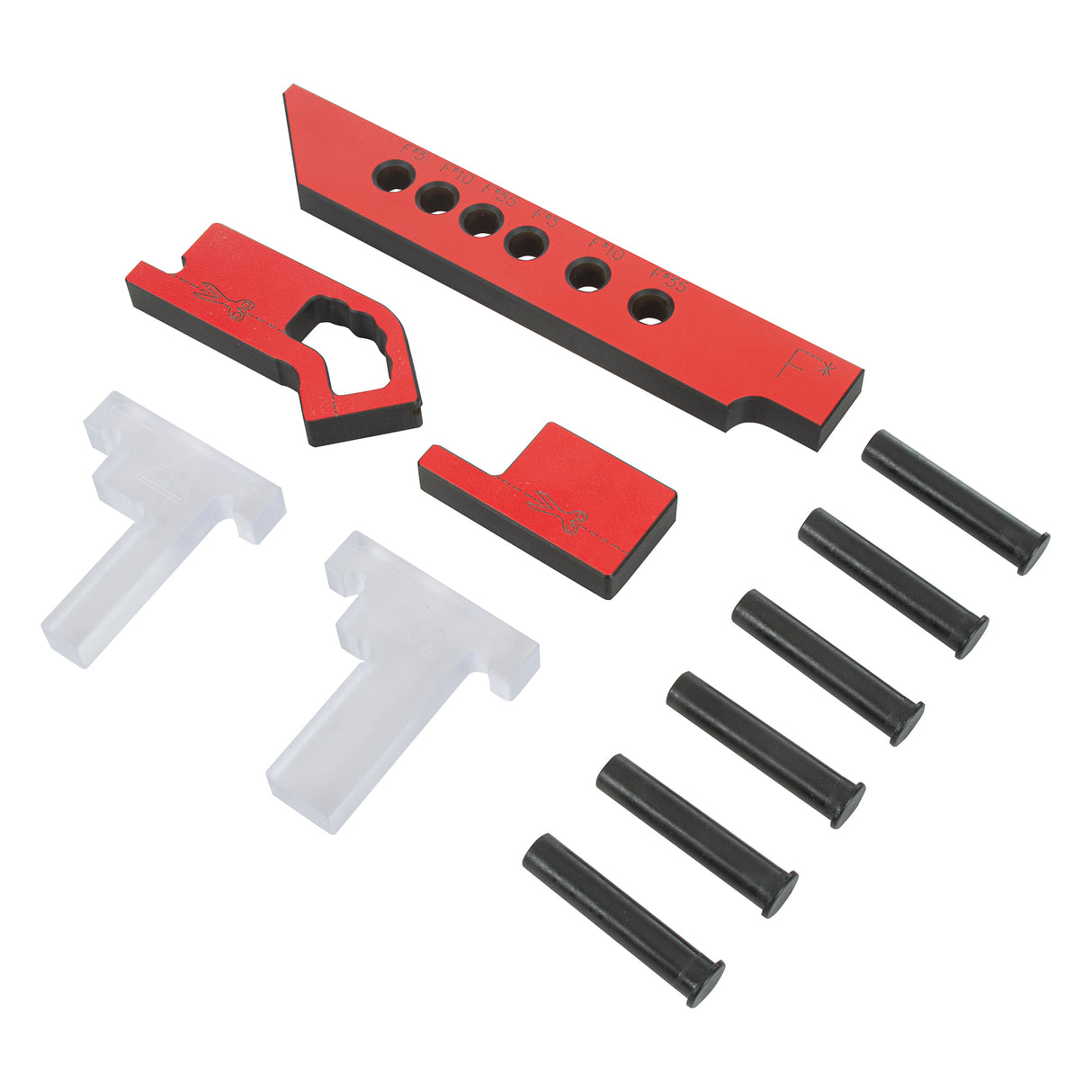 Trend 950mm Professional Kitchen Worktop Router Jig accessories on display