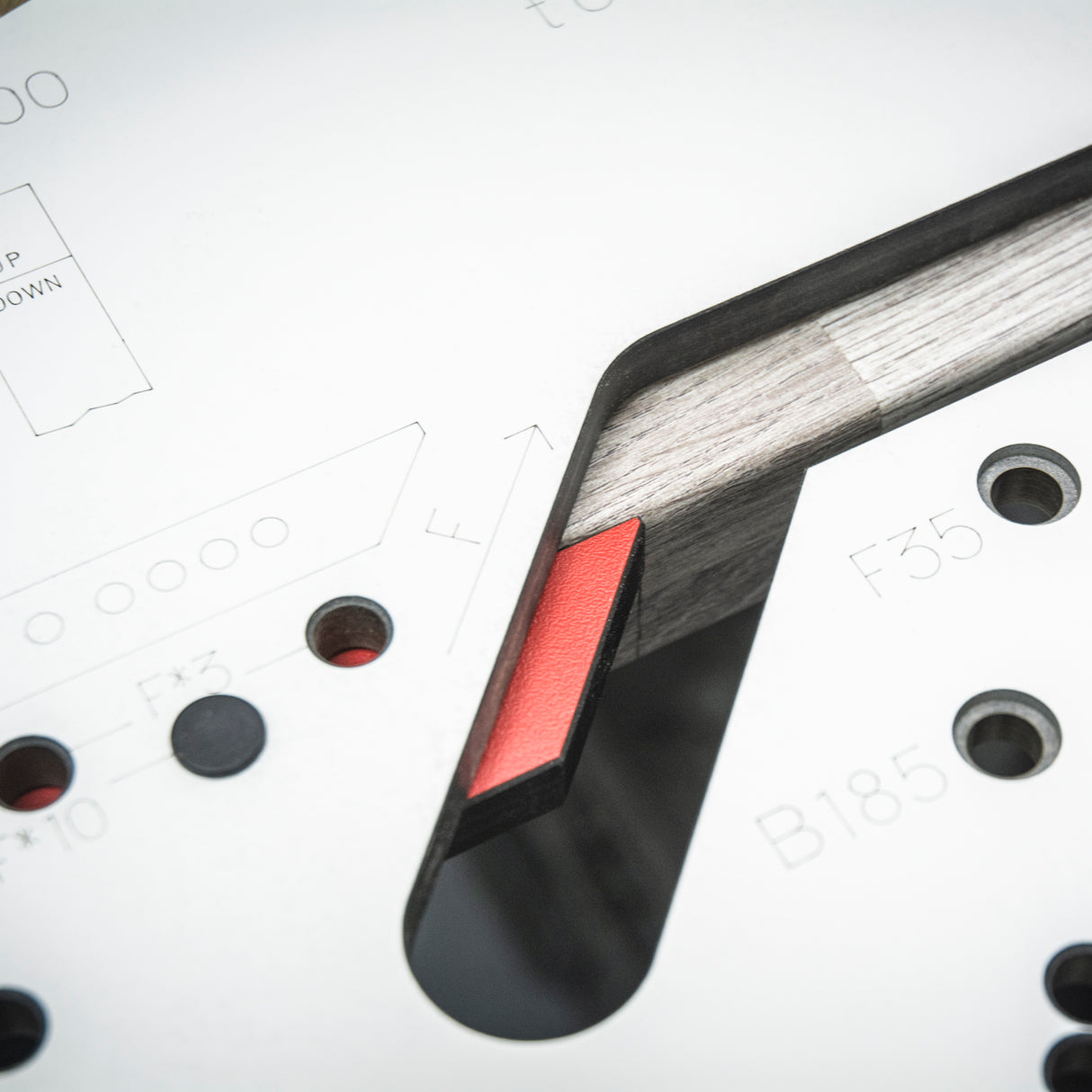 Trend 950mm Professional Kitchen Worktop Router Jig in use on laminated surface