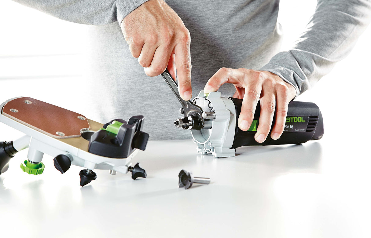 Festool MFK 700 Laminate Trimmer in Systainer, corner and edge trimming application