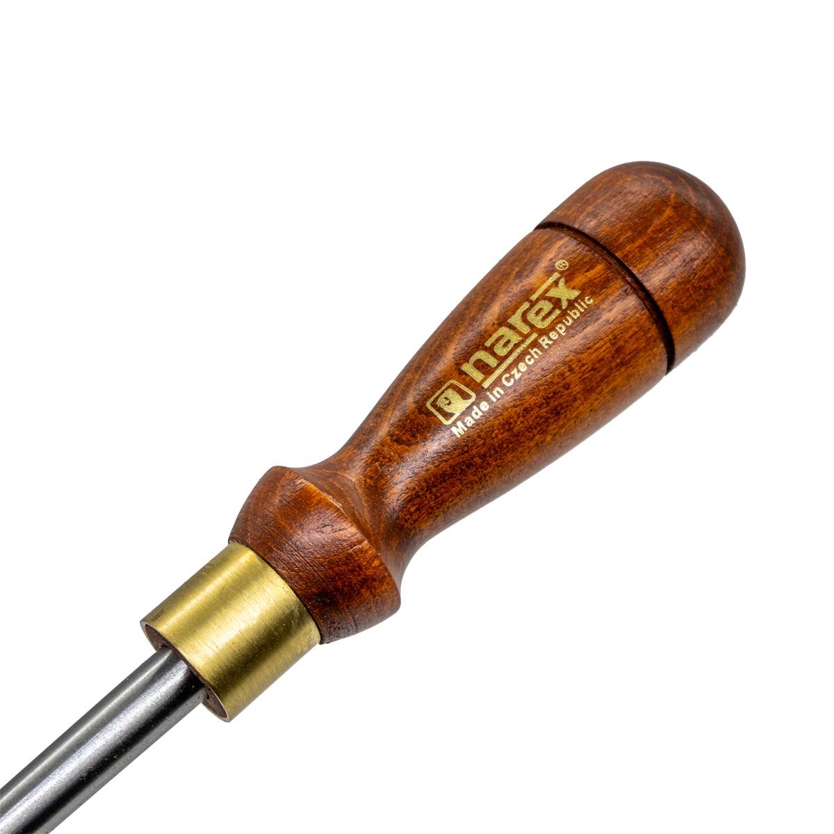Narex Tapered Burnisher for precise scraper blade burrs, featuring a round shaft tapered from handle to tip and a 30° taper at the tip